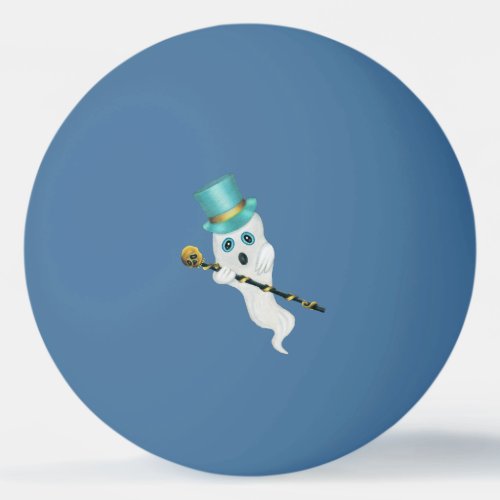 Cute White Ghost Blue Eyes Top Hat Cane With Skull Ping Pong Ball