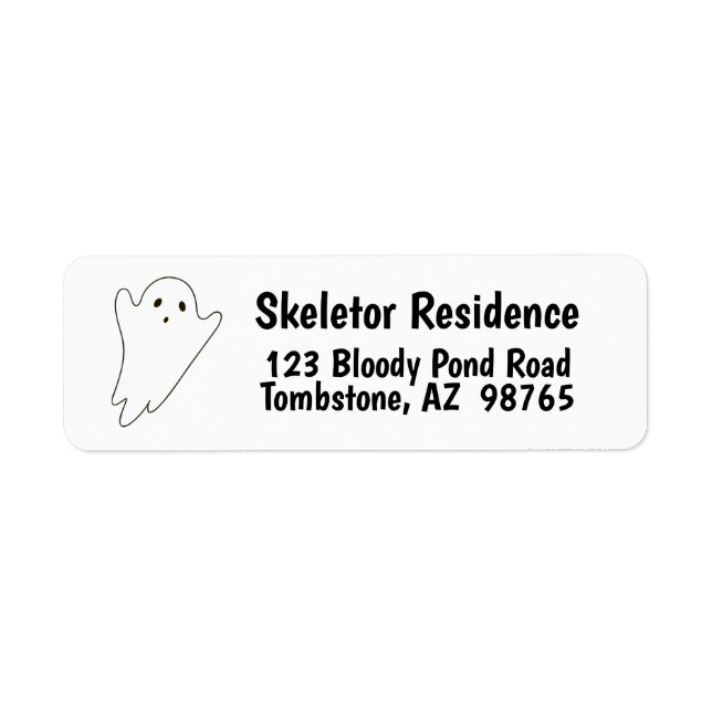 Cute white ghost graphic label (Front)
