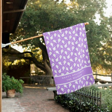 Cute White Ghost Silhouette - Purple Halloween