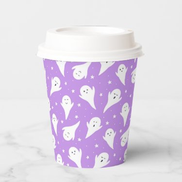 Cute White Ghost Silhouette - Purple Halloween 