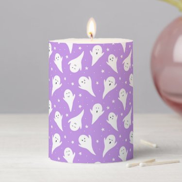 Cute White Ghost Silhouette - Purple Halloween 