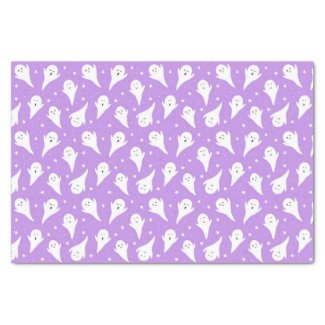 Cute White Ghost Silhouette - Purple Halloween 