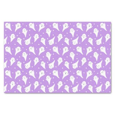 Cute White Ghost Silhouette - Purple Halloween 