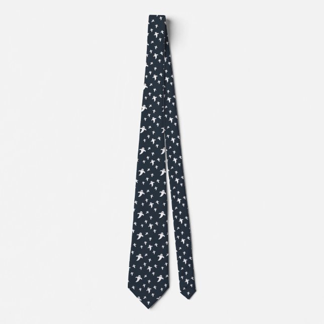 Cute white ghosts neck tie (Front)
