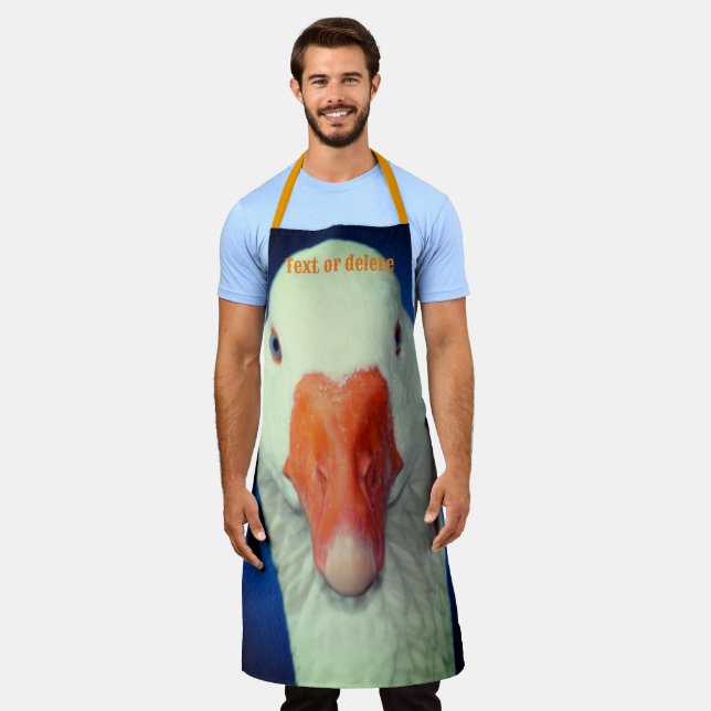 Cute White Goose Face Personalized Apron (Worn)