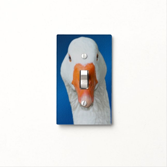 Cute White Goose Farm Animal Light Switch Cover (In Situ)