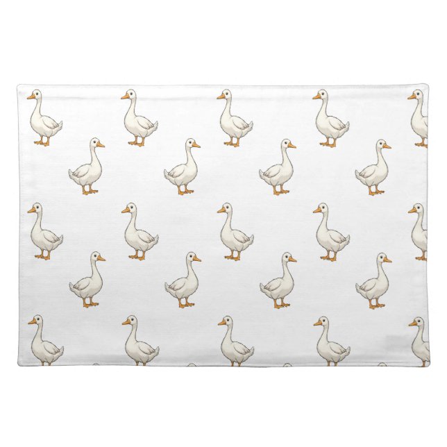 Cute White Goose Pattern Cloth Placemat (Front)