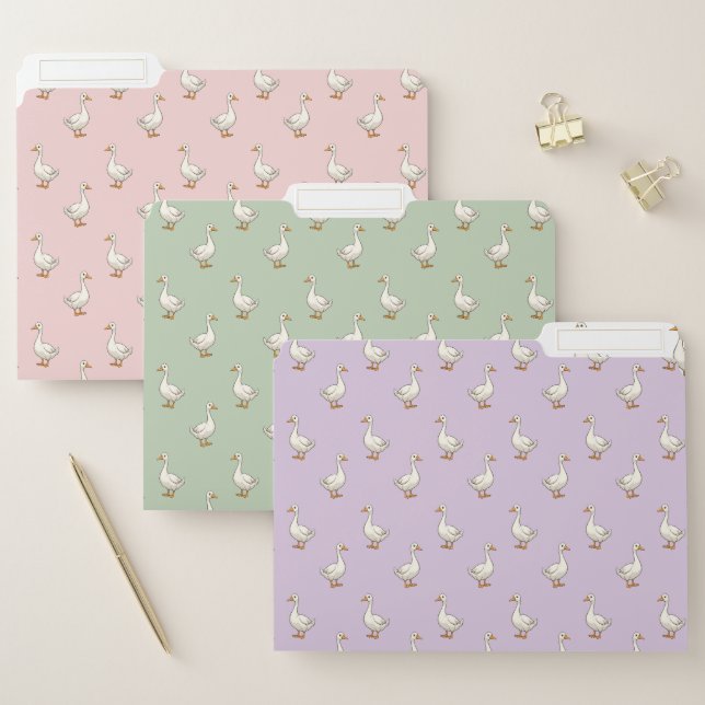 Cute White Goose Pattern File Folder (Set)