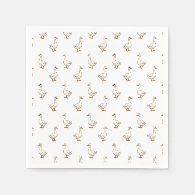 Cute White Goose Pattern Napkins (Front)