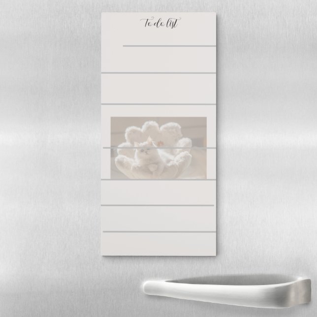Cute  White & gray Cat  – Personalized HP Laptop Magnetic Notepad (In Situ)