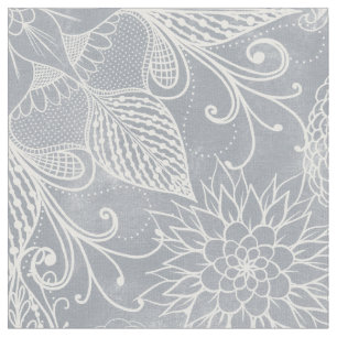 Cute White & Gray Dreamcatcher Feathers Mandala Fabric