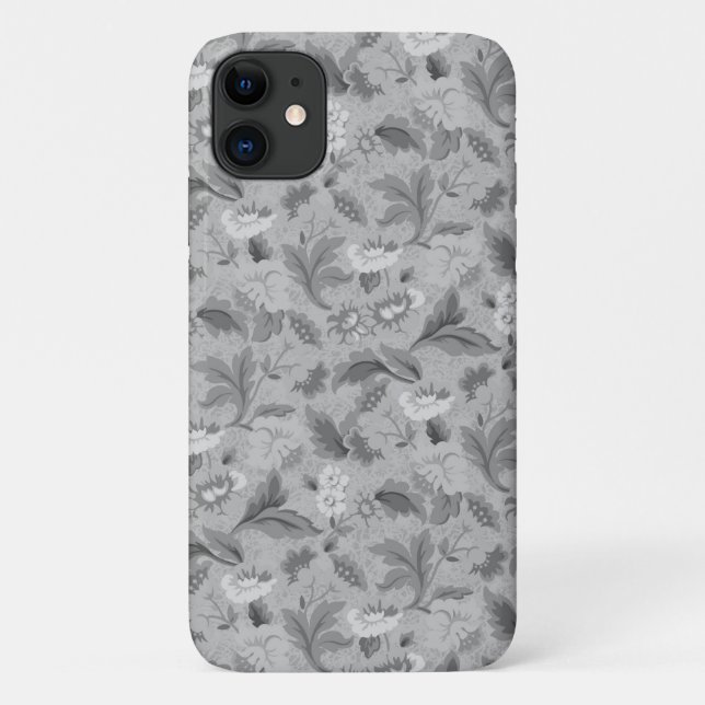 Cute white gray floral background design Case-Mate iPhone case