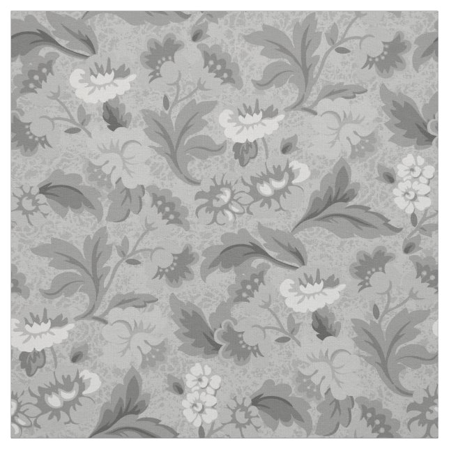Cute white gray floral background design fabric (Swatch)