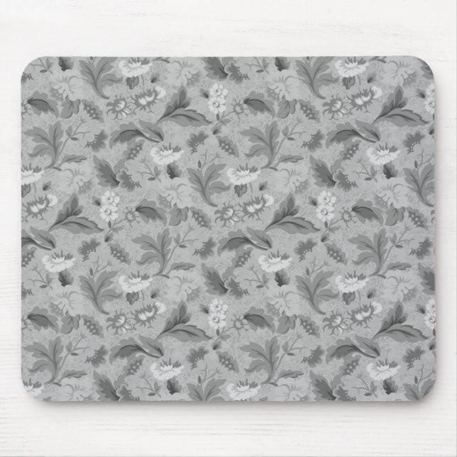 Cute white gray floral background design mouse pad (Front)