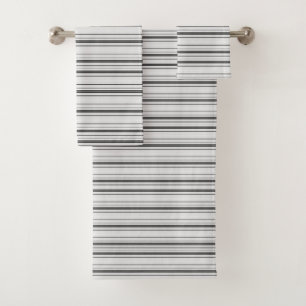 Cute white gray stripes bath towel set