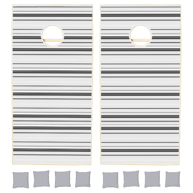 Cute white gray stripes cornhole set (Set)
