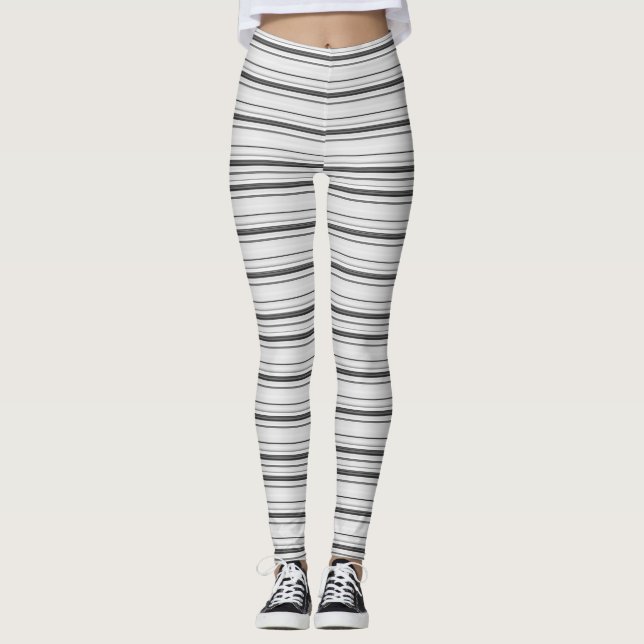 Cute white gray stripes leggings (Front)