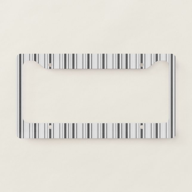 Cute white gray stripes license plate frame (Front)