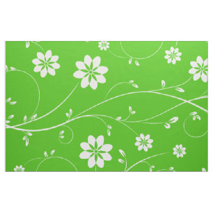 Cute White & Green Delicate Floral Pattern Fabric