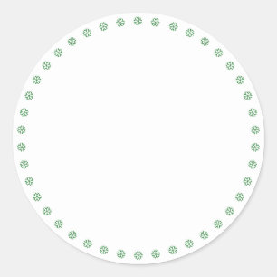 Cute white green snowflakes border blank holiday classic round sticker