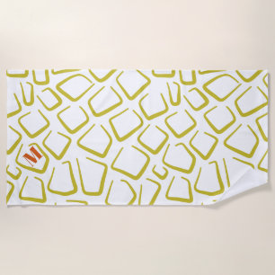 Cute White Green Wedding Party Favor Beach Towel
