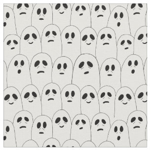 Cute White Halloween Ghosts Patterned Fabric