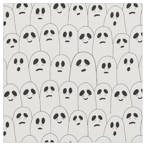 Cute White Halloween Ghosts Patterned Fabric