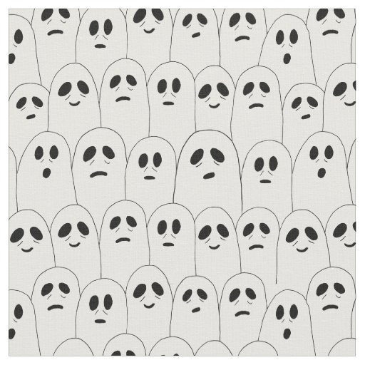 Cute White Halloween Ghosts Patterned Fabric