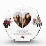 Cute White Heart Shaped Photo collage For Couple<br><div class="desc">Minimalist Simple Modern Burgendy Red custom personalized heart Shaped 2 photo collage Design with beautiful heart dropping background theme printable artwork, DESIGN TIPS: Customize further to alter text size or font. To order without text, you can also delete the text and the Love Message >>>>> Same theme designs link here:...</div>