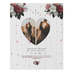 Cute White Heart Shaped Photo Custom For her him Faux Canvas Print