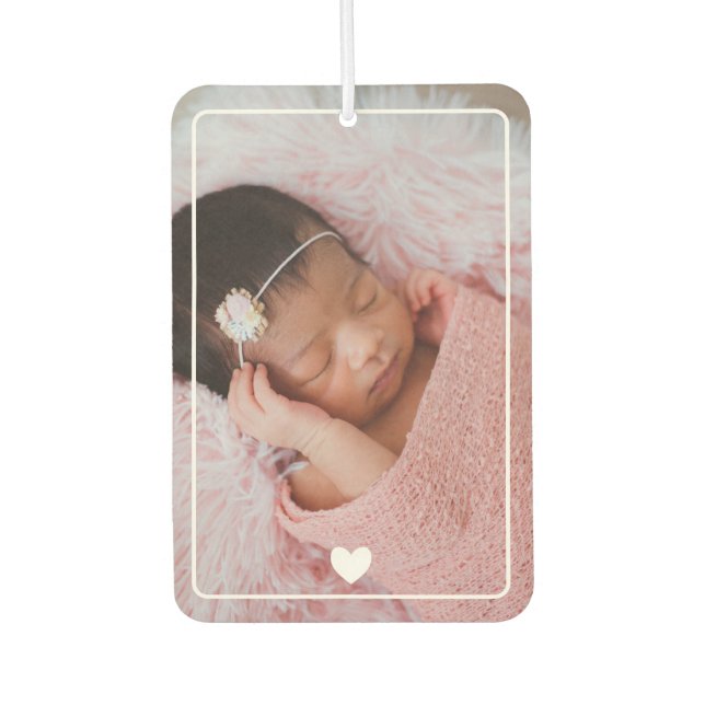 Cute White Heart With Photo Air Freshener (Front)