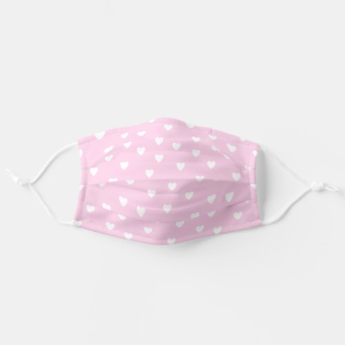 Cute White Hearts _ Hot Pink Adult Cloth Face Mask