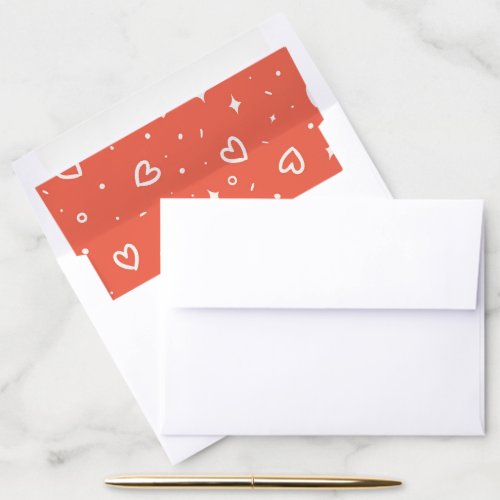 Cute White Hearts on Orange Background Envelope Liner