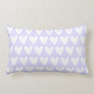 Cute White Hearts Pattern Lavender Nursery  Lumbar Pillow