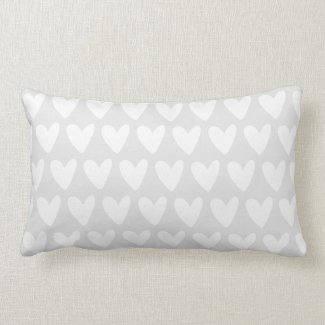 Cute White Hearts Pattern Soft Grey Boy's Nursery Lumbar Pillow