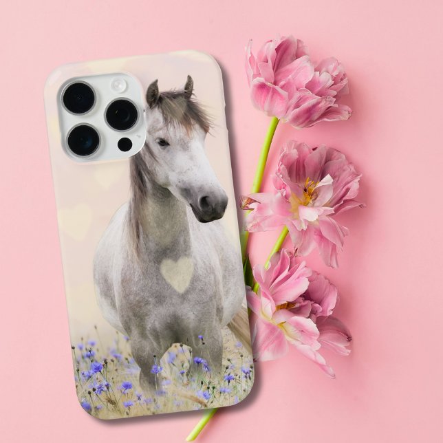 Cute White Horse Purple Flowers Western Watercolor Case-Mate iPhone Case (Creator Uploaded)
