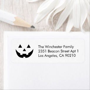 Cute white Jack o lantern Halloween fun address Label
