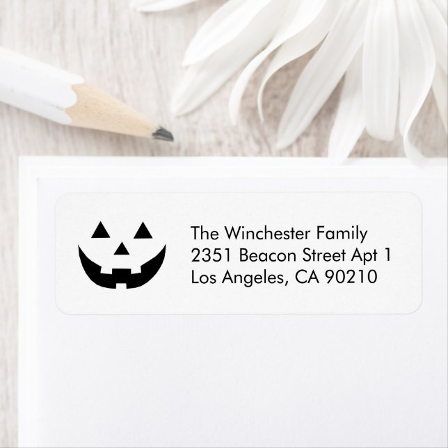 Cute white Jack o lantern Halloween fun address Label (Insitu)