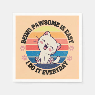 Cute white Kawaii cat Napkins