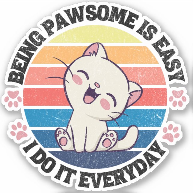 Cute white Kawaii cat Sticker (Front)