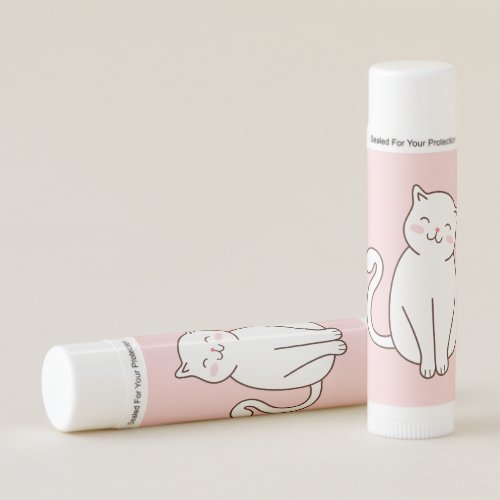 Cute White Kawaii Smiling Cat Lip Balm