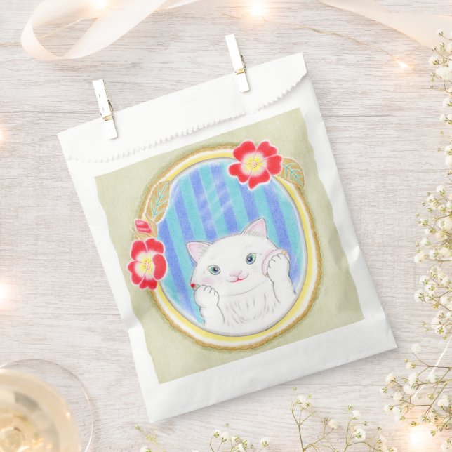 Cute White Kitten Cat  Favor Bag (Clipped)