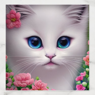 Cute White Kitten Chibi Envelope Liner