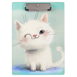 Cute White Kitten Clipboard