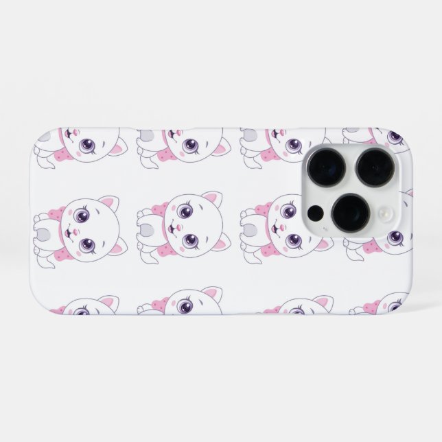 Cute White Kitten illustration  iPhone Case (Back Horizontal)