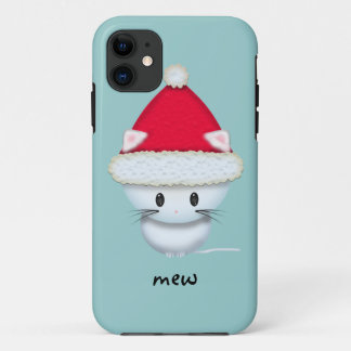 Cute White Kitten in Santa Hat iPhone 11 Case