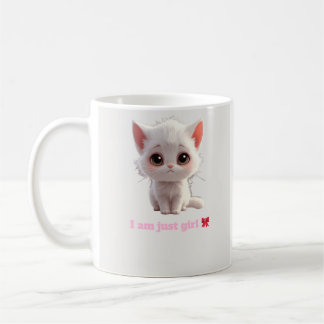 Cute White Kitten Mug - I Am Just Girl Cat Lover