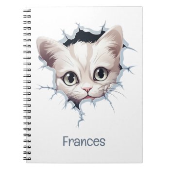 Cute White Kitten Peeking Notebook by designs4you at Zazzle