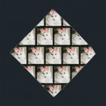 Cute White Kitten Pet Photo Custom Bandana<br><div class="desc">Cute White Kitten Pet Photo Custom Bandana is designed from a personal photo of our family cat. She is an adorable white long hair cat with unique black markings and one on her chin. She is wearing a pink bow on her head. Makes a great gift idea for a cat...</div>