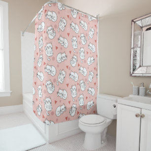 Cute White Kitten Pink Background Shower Curtain